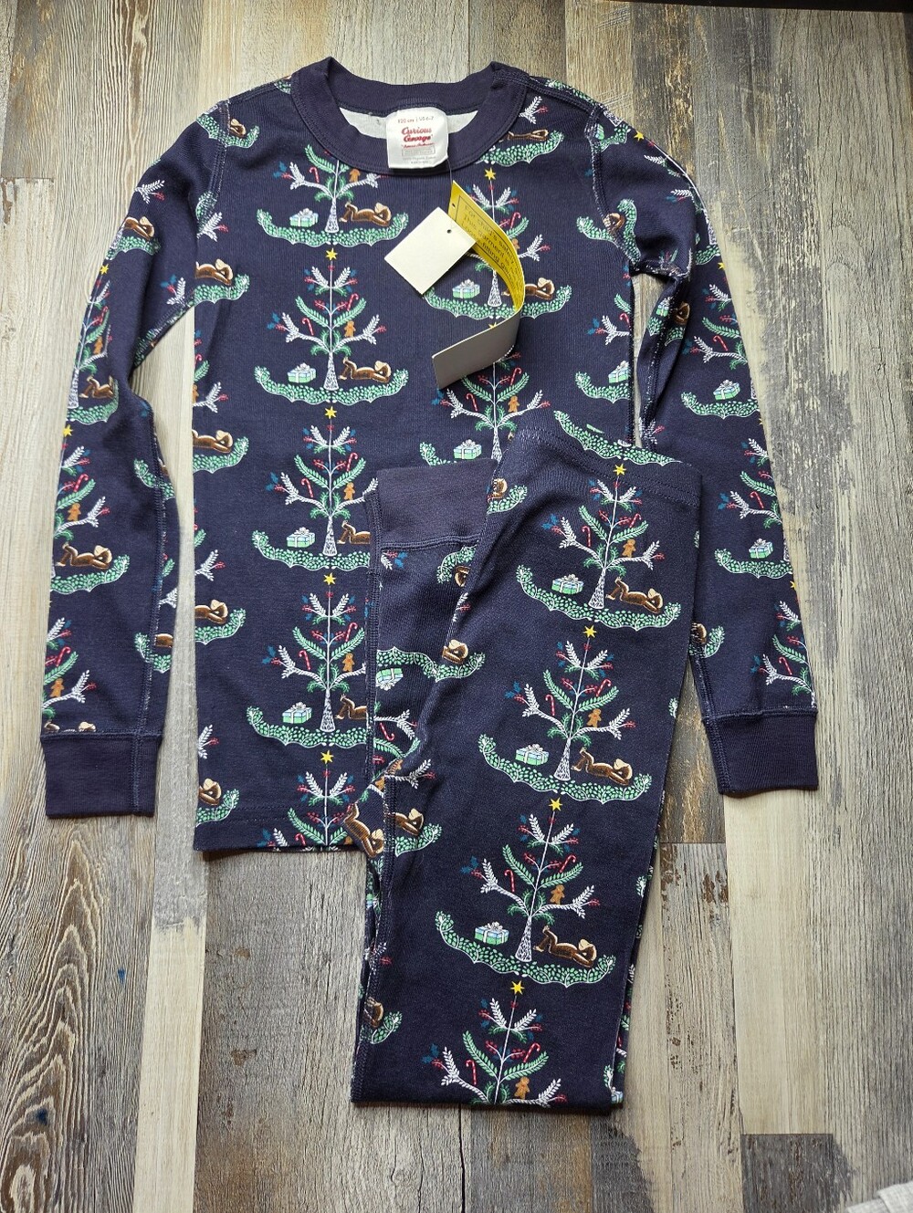 Hanna Andersson X Curious George Christmas Tree HannaJams Pajamas PJs NEW 6-7